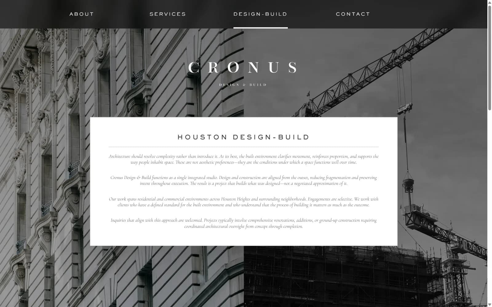 Cronus Design & Build website